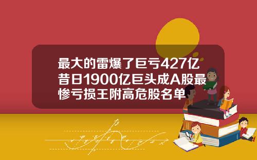 最大的雷爆了巨亏427亿昔日1900亿巨头成A股最惨亏损王附高危股名单