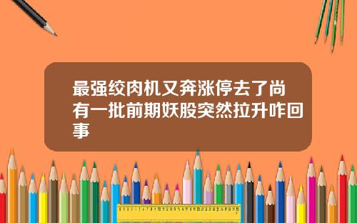 最强绞肉机又奔涨停去了尚有一批前期妖股突然拉升咋回事