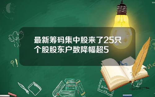 最新筹码集中股来了25只个股股东户数降幅超5