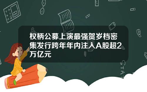 权柄公募上演最强贺岁档密集发行跨年年内注入A股超2万亿元