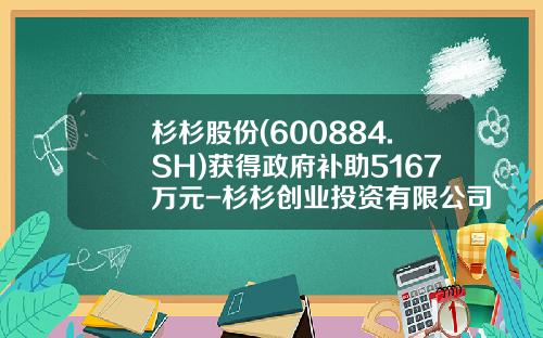 杉杉股份(600884.SH)获得政府补助5167万元-杉杉创业投资有限公司