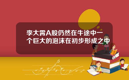 李大霄A股仍然在牛途中一个巨大的泡沫在初步形成之中