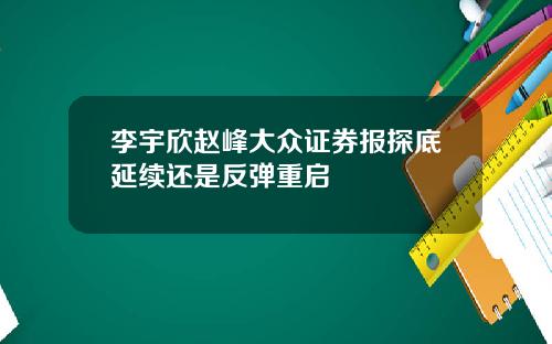 李宇欣赵峰大众证券报探底延续还是反弹重启