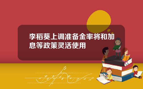 李稻葵上调准备金率将和加息等政策灵活使用