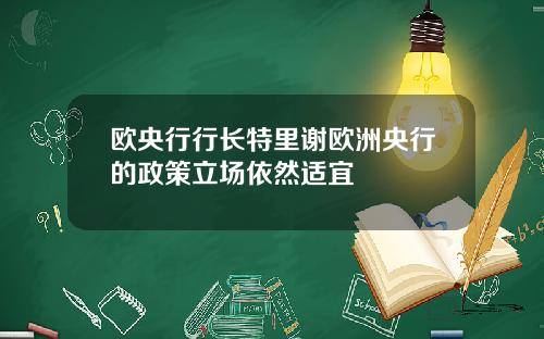 欧央行行长特里谢欧洲央行的政策立场依然适宜