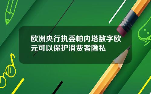 欧洲央行执委帕内塔数字欧元可以保护消费者隐私