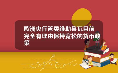 欧洲央行管委维勒鲁瓦目前完全有理由保持宽松的货币政策
