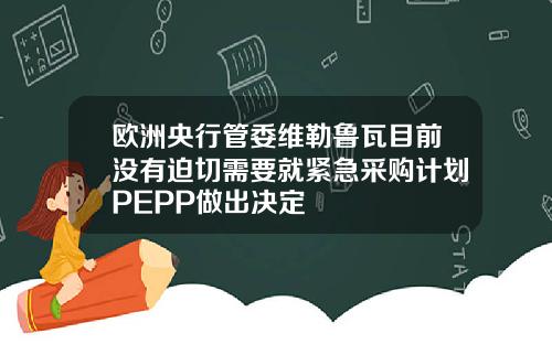 欧洲央行管委维勒鲁瓦目前没有迫切需要就紧急采购计划PEPP做出决定