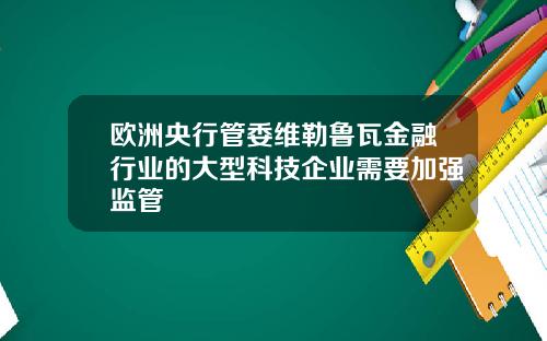 欧洲央行管委维勒鲁瓦金融行业的大型科技企业需要加强监管