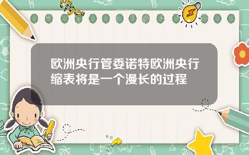 欧洲央行管委诺特欧洲央行缩表将是一个漫长的过程