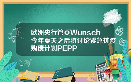 欧洲央行管委Wunsch今年夏天之后将讨论紧急抗疫购债计划PEPP