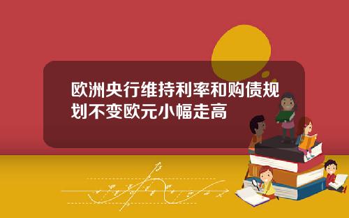 欧洲央行维持利率和购债规划不变欧元小幅走高