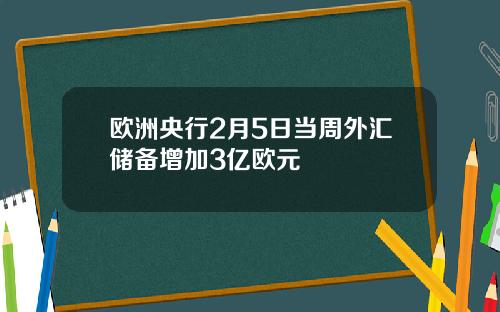 欧洲央行2月5日当周外汇储备增加3亿欧元
