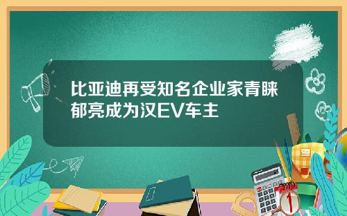 比亚迪再受知名企业家青睐郁亮成为汉EV车主