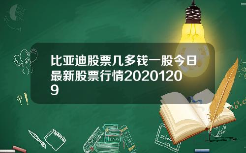 比亚迪股票几多钱一股今日最新股票行情20201209