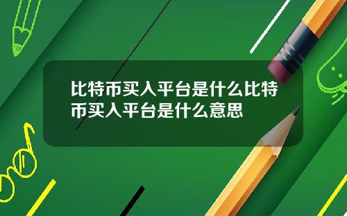 比特币买入平台是什么比特币买入平台是什么意思