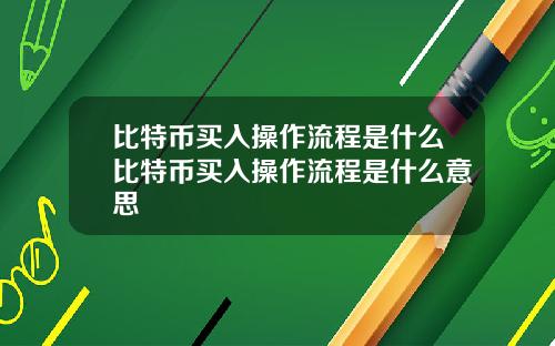比特币买入操作流程是什么比特币买入操作流程是什么意思