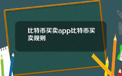 比特币买卖app比特币买卖规则