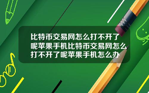 比特币交易网怎么打不开了呢苹果手机比特币交易网怎么打不开了呢苹果手机怎么办