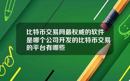 比特币交易网最权威的软件是哪个公司开发的比特币交易的平台有哪些
