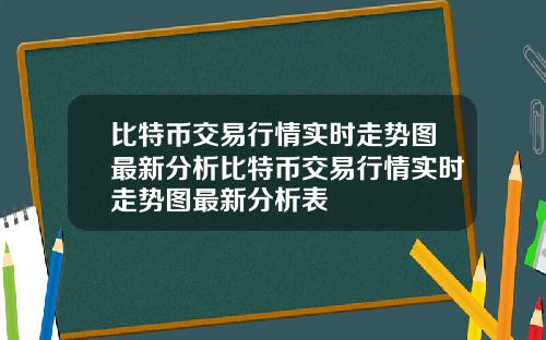 比特币交易行情实时走势图最新分析比特币交易行情实时走势图最新分析表