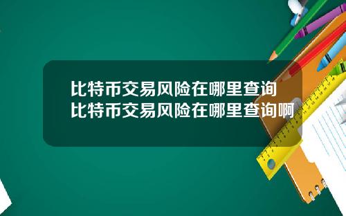 比特币交易风险在哪里查询比特币交易风险在哪里查询啊