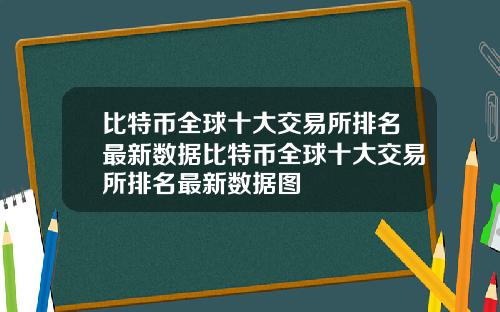 比特币全球十大交易所排名最新数据比特币全球十大交易所排名最新数据图