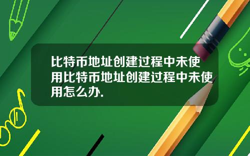 比特币地址创建过程中未使用比特币地址创建过程中未使用怎么办.