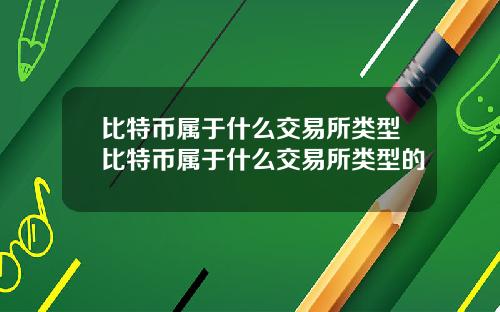 比特币属于什么交易所类型比特币属于什么交易所类型的