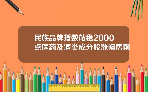 民族品牌指数站稳2000点医药及酒类成分股涨幅居前