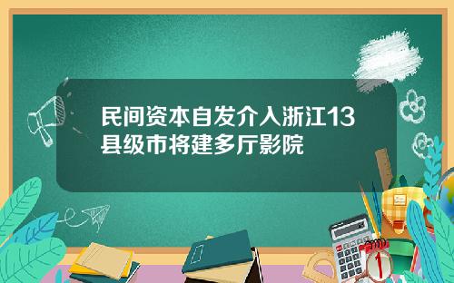 民间资本自发介入浙江13县级市将建多厅影院