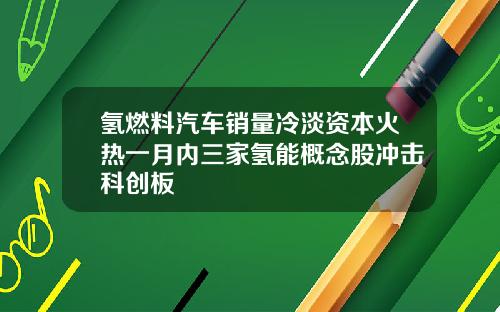 氢燃料汽车销量冷淡资本火热一月内三家氢能概念股冲击科创板