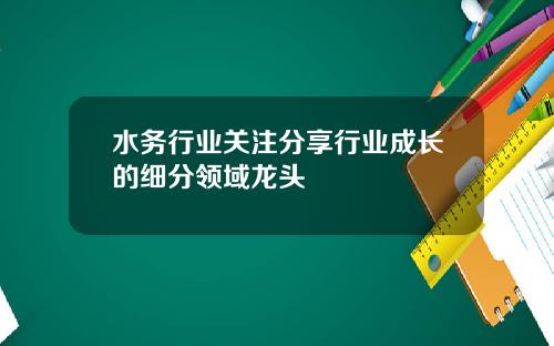 水务行业关注分享行业成长的细分领域龙头