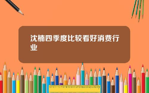 沈楠四季度比较看好消费行业