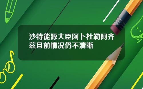 沙特能源大臣阿卜杜勒阿齐兹目前情况仍不清晰