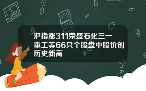 沪指涨311荣盛石化三一重工等66只个股盘中股价创历史新高