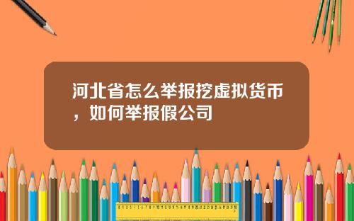河北省怎么举报挖虚拟货币，如何举报假公司