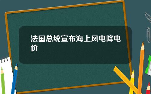 法国总统宣布海上风电降电价