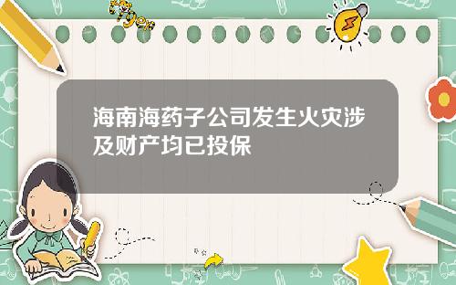 海南海药子公司发生火灾涉及财产均已投保