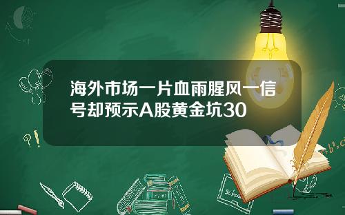 海外市场一片血雨腥风一信号却预示A股黄金坑30