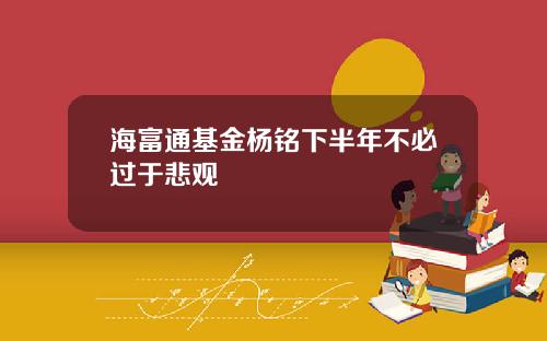 海富通基金杨铭下半年不必过于悲观