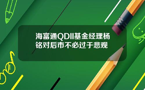 海富通QDII基金经理杨铭对后市不必过于悲观