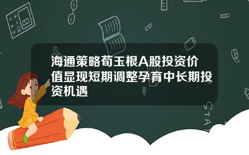 海通策略荀玉根A股投资价值显现短期调整孕育中长期投资机遇