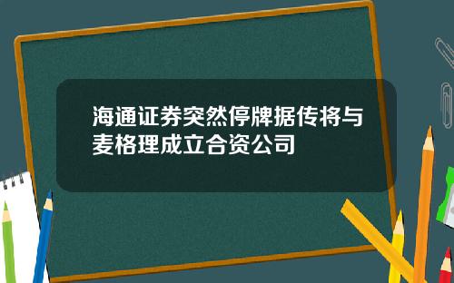 海通证券突然停牌据传将与麦格理成立合资公司
