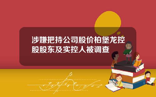 涉嫌把持公司股价柏堡龙控股股东及实控人被调查