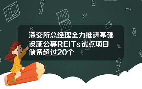 深交所总经理全力推进基础设施公募REITs试点项目储备超过20个
