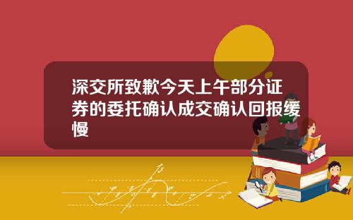 深交所致歉今天上午部分证券的委托确认成交确认回报缓慢