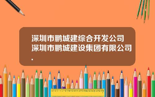 深圳市鹏城建综合开发公司深圳市鹏城建设集团有限公司.