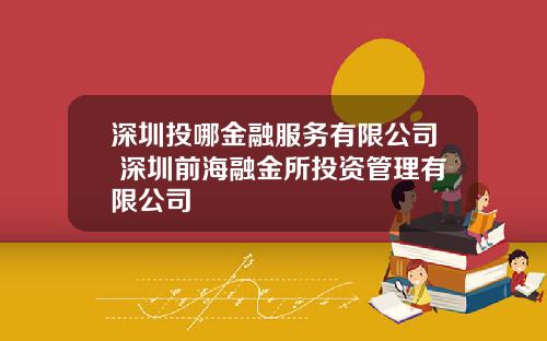 深圳投哪金融服务有限公司 深圳前海融金所投资管理有限公司