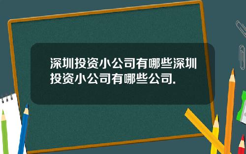 深圳投资小公司有哪些深圳投资小公司有哪些公司.